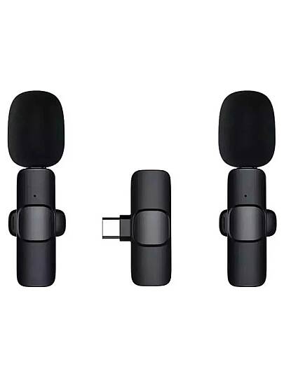 K9 Lightning Çift Kablosuz Wireless HD Yaka Mikrofonu Siyah