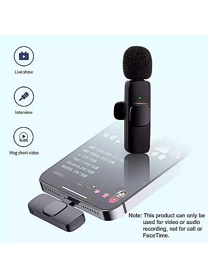 K9 Lightning Çift Kablosuz Wireless HD Yaka Mikrofonu Siyah - 3