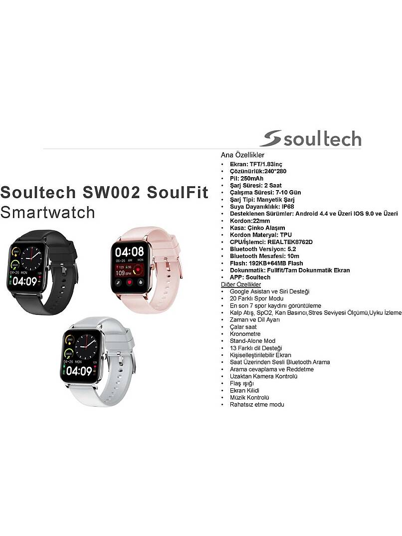 Soultech Soulfit SW002G Sesli Görüşme Destekli (Ios/android) Akıllı Saat Gümüş - 2