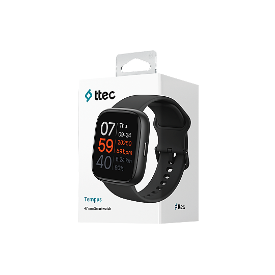 Ttec Tempus 47 mm Dikdörtgen Kasa Akıllı Saat Siyah