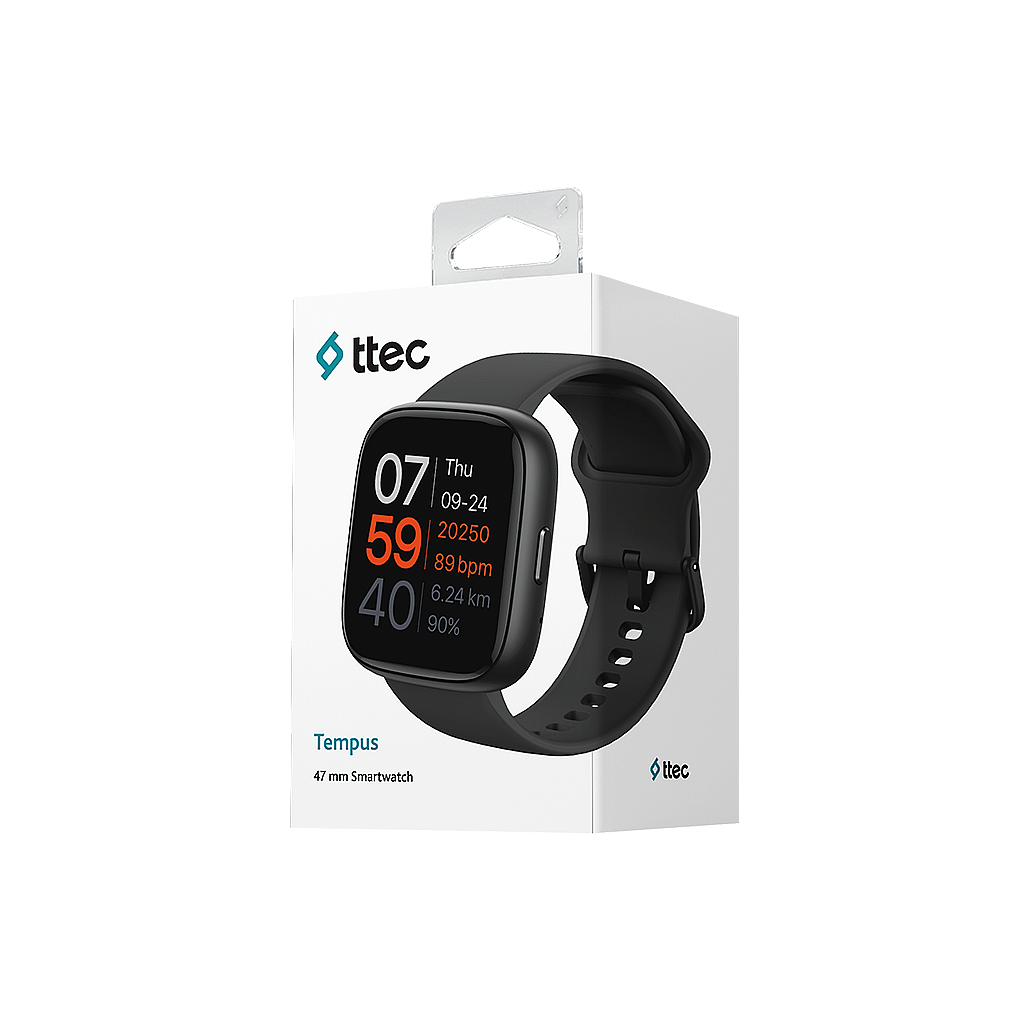 Ttec Tempus 47 mm Dikdörtgen Kasa Akıllı Saat Siyah - 1