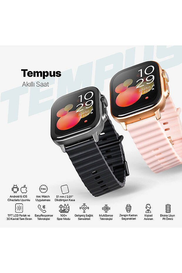 Ttec Tempus 51MM Tft Ekranlı Dikdörtgen Kasa Akıllı Saat - 4